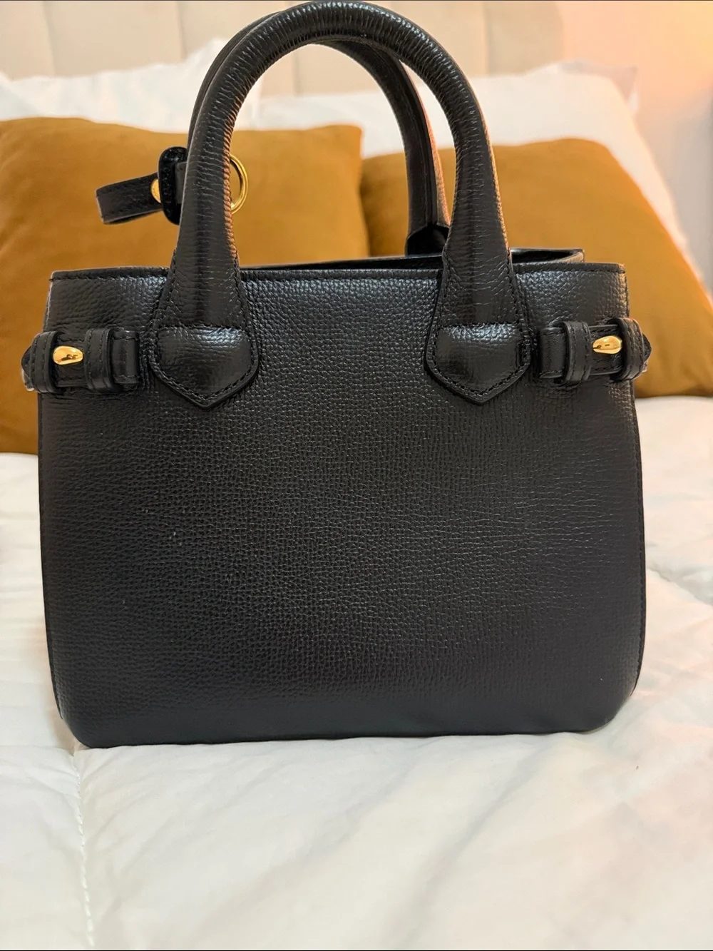 Burberry Black Leather Mini Satchel with Gold Hardware
